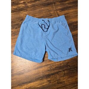 Hurley Light Blue Swim Board Shorts with Navy Logo
